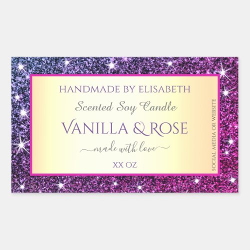 Pink Purple Glitter Product Packaging Labels Gold