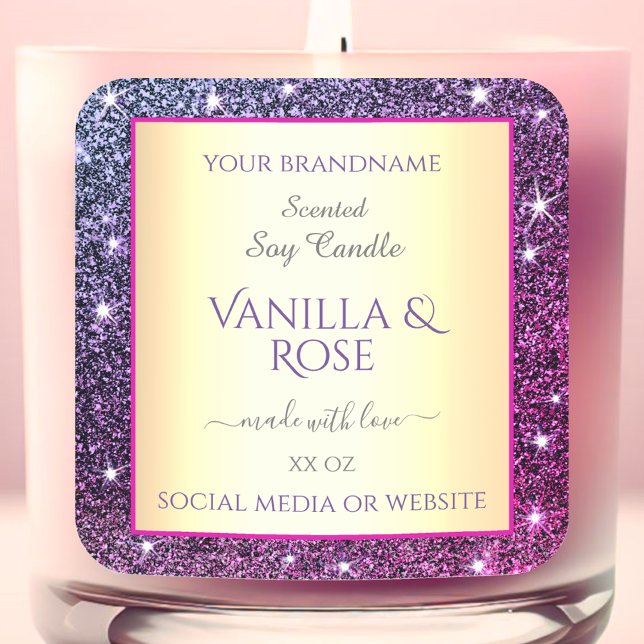 Pink Purple Glitter Product Packaging Labels Gold (Creator Uploaded)