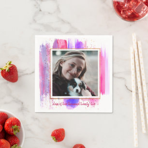 Pink & Purple Glitter Sparkle Graduation Napkins