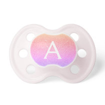 Pink Purple Glitter & Sparkle Monogram Baby Pacifier