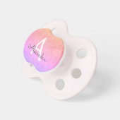 Pink Purple Glitter & Sparkle Monogram Baby Pacifier (Front Right)