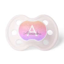 Pink Purple Glitter & Sparkle Monogram Baby Pacifier Pink Purple Glitter & Sparkle Monogram Baby Pacifier