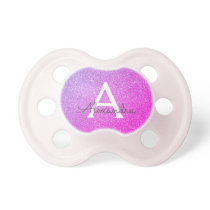Pink Purple Glitter & Sparkle Monogram Baby Pacifier Pink Purple Glitter & Sparkle Monogram Baby Pacifier