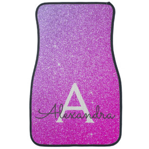 Pink Purple Glitter Sparkle Monogram Car Mat