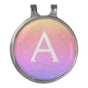 Pink Purple Glitter & Sparkle Monogram Name Golf Hat Clip