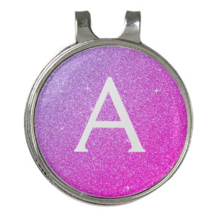 Pink Purple Glitter & Sparkle Monogram Name Golf Hat Clip