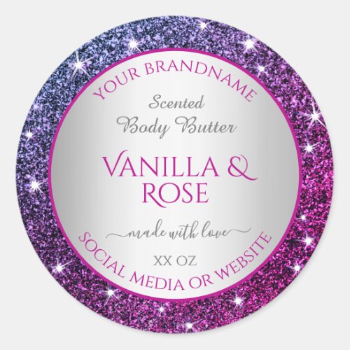 Pink Purple Glitter Sparkle Stars Product Labels