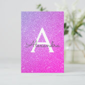 Pink Purple Glitter Sweet 16 Save the Date Invitation (Standing Front)