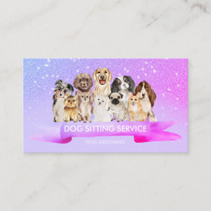 Pink Purple Glitz Petsitter Dog Groomer Business Card