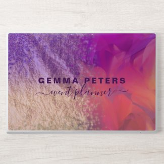 Pink Purple Gold Foil Glitter Calligraphy Script  HP Laptop Skin