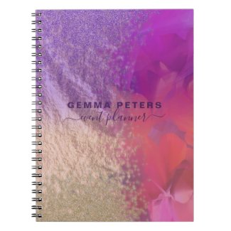 Pink Purple Gold Foil Glitter Calligraphy Script Notebook