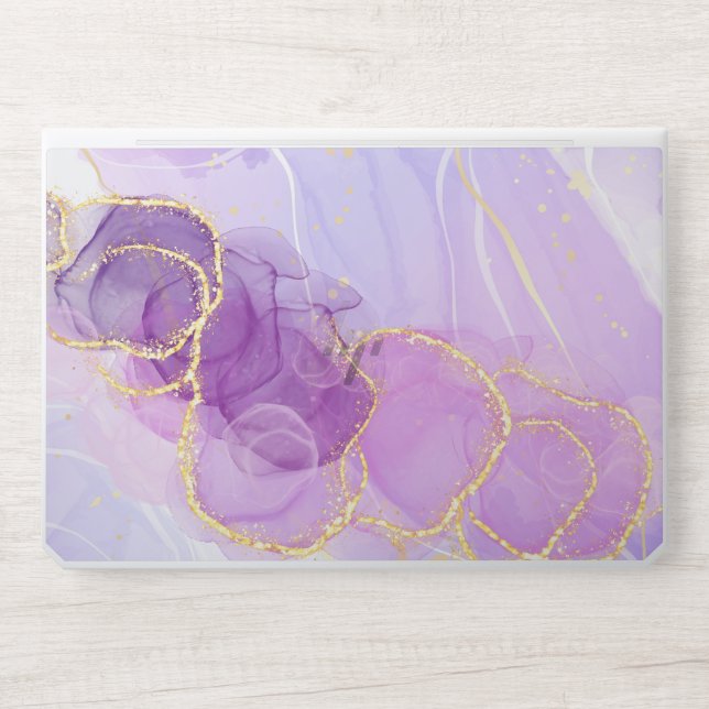 Pink purple gold glitter   Sparkles agate stone ma HP Laptop Skin (Front)