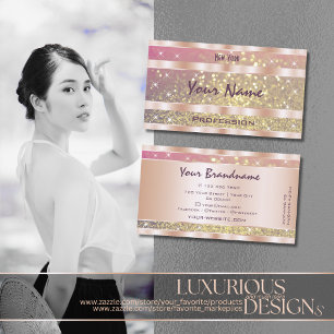 Pink Purple Gold Glitter Stars Rose Gold Decor Business Card