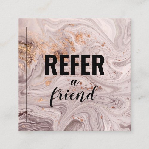 Pink Purple Gold Marble Refer a Friend Referral Card