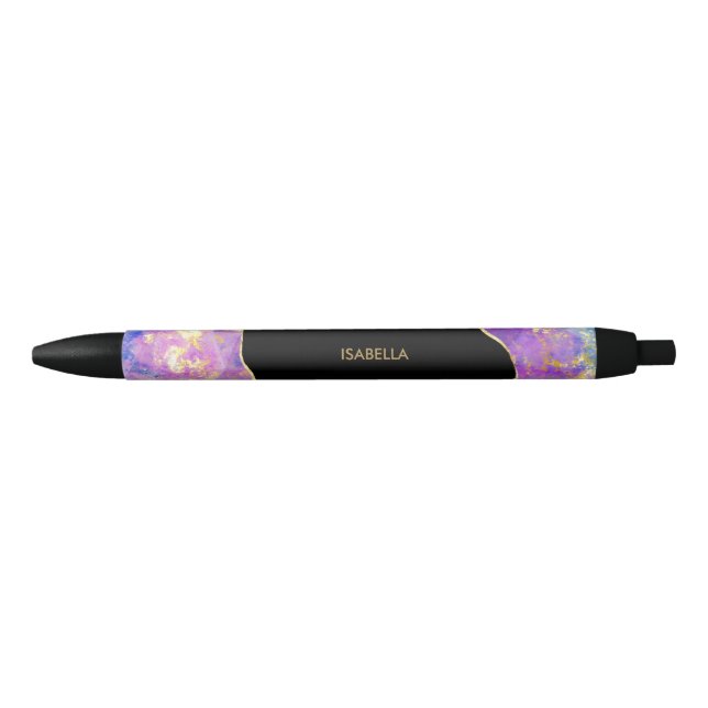 Pink Purple Gold Opal Gemstone Personalize Name Pen (Front)
