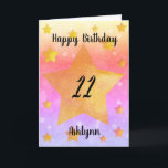 Pink Purple Gold Stars Watercolor 11th Birthday Card<br><div class="desc">A pretty watercolor 11th birthday card that features an array of yellow gold stars on the front with a pretty array of colors on the background. Please see all photos. This personalized 11th birthday card for daughter, granddaughter, goddaughter and more would make a wonderful card keepsake for daughter, granddaughter, goddaughter...</div>