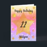 Pink Purple Gold Stars Watercolor 11th Birthday Card<br><div class="desc">A pretty watercolor 11th birthday card that features an array of yellow gold stars on the front with a pretty array of colors on the background. Please see all photos. This personalized 11th birthday card for daughter, granddaughter, goddaughter and more would make a wonderful card keepsake for daughter, granddaughter, goddaughter...</div>