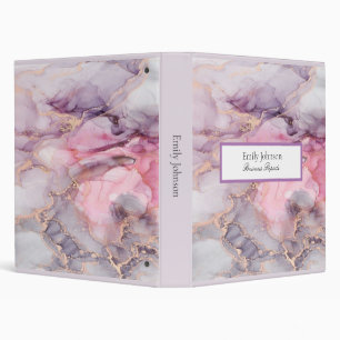 pink , purple , golden marble 3 ring binder