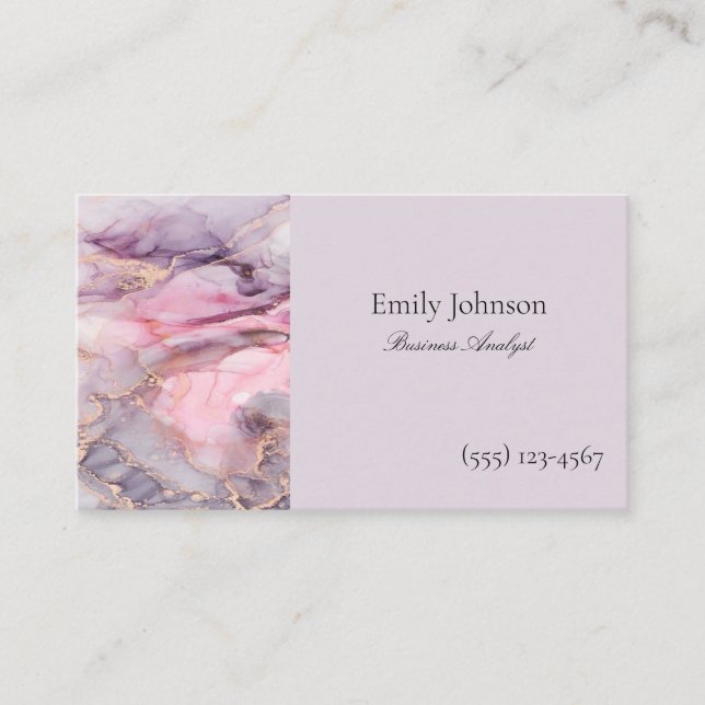 pink , purple, golden marble calling card (Front)