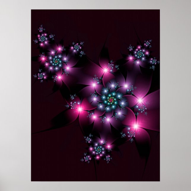 Pink Purple Gothic Flowers Poster (Front)