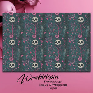 Pink & Purple Gothic Halloween Skulls & Flowers  Tissue Paper