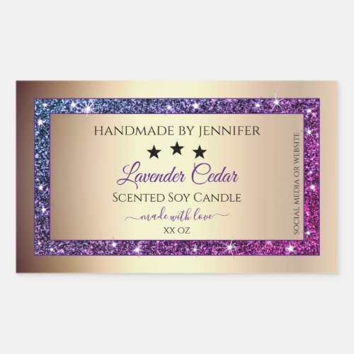 Pink Purple Gradient Glitter Product Labels Gold