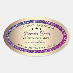 Pink Purple Gradient Glitter Product Labels Gold