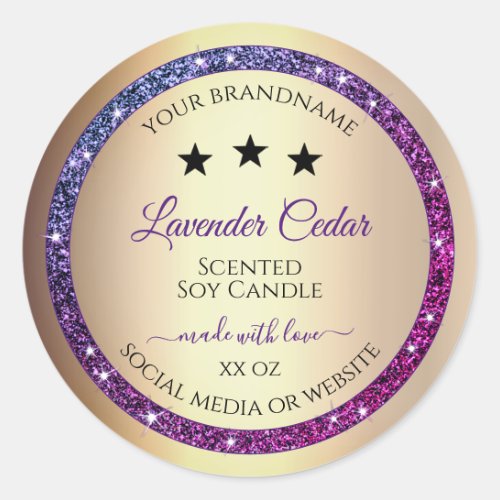 Pink Purple Gradient Glitter Product Labels Gold