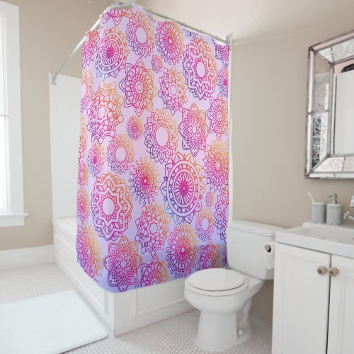 Pink  Purple Gradient Mandala Shower Curtain