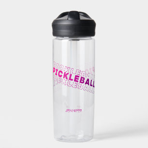 Pink Purple Gradient Pickleball Typography Name Water Bottle