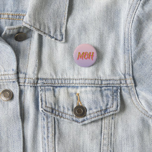 Pink Purple Gradient Script Maid of Honor Button