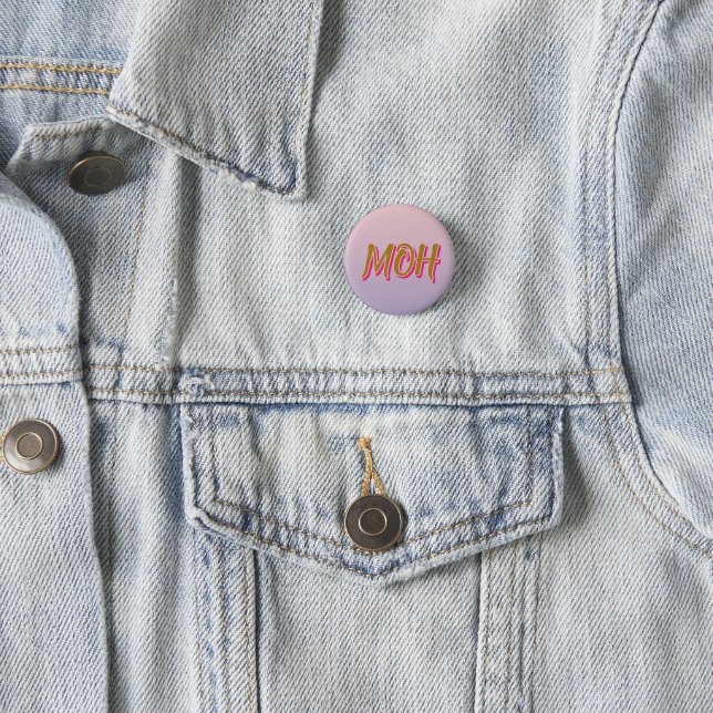 Pink Purple Gradient Script Maid of Honor Button (In Situ)