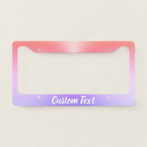 Pink   Purple Gradient White Script Text Template License Plate Frame