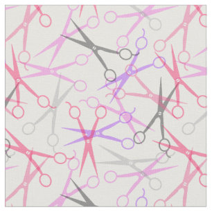 Pink Purple Gray Scissor Pattern Fabric