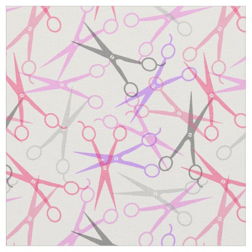 Pink Purple Gray Scissor Pattern Fabric