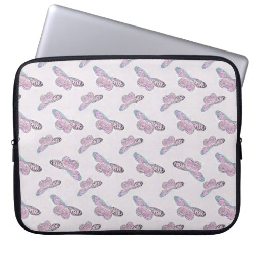 Pink Purple Green Butterfly Painting Laptop Sleeve