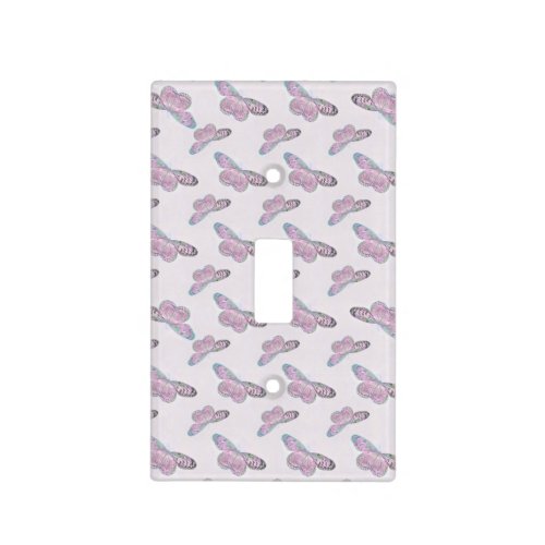 Pink Purple Green Butterfly Painting Light Switch Cover