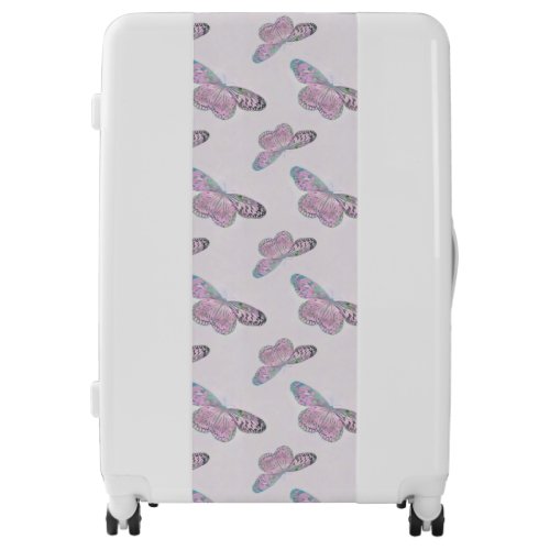 Pink Purple Green Butterfly Painting Luggage
