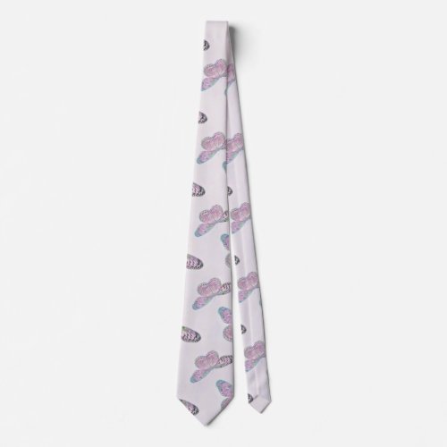 Pink Purple Green Butterfly Painting Neck Tie