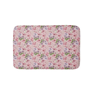 Pink Purple Green Floral  Bath Mat