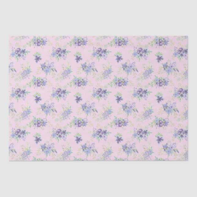 Pink Purple Green Floral Birthday Bridal Shower  Tissue Paper (Front)