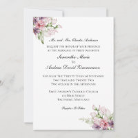 Pink Purple Green Floral Formal Elegant Wedding  Invitation
