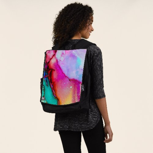 Pink Purple Green Marble Abstract Watercolor Backpack