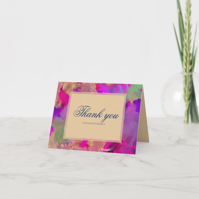 Pink, purple, green marble ink invitations (Front)