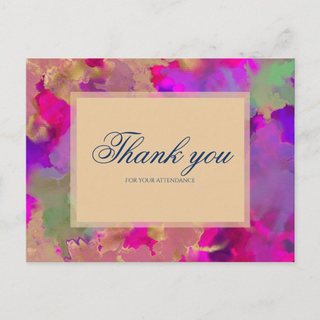 Pink, purple, green marble ink invitations (Front)