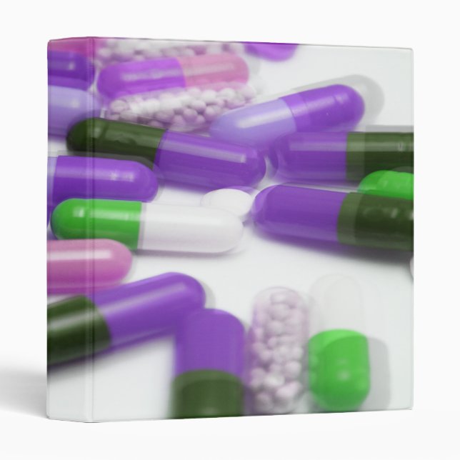 Pink Purple Green Pills Capsules Binder (Front/Spine)