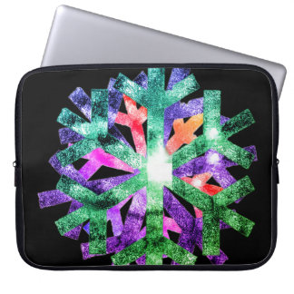 Pink, Purple + Green Snowflakes on Electronics Bag