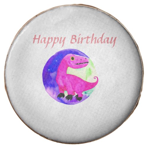 Pink purple green watercolor dinosaur birthday  chocolate covered oreo