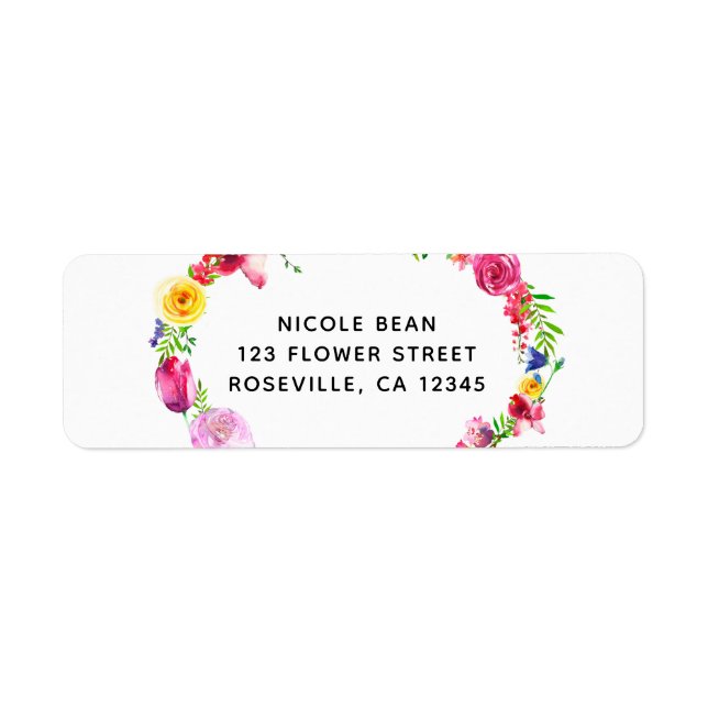 Pink Purple Greenery Spring Flowers Floral Modern Label (Front)