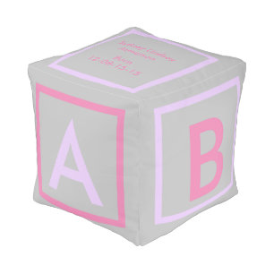 pink purple grey   ALPHABET  blocks baby girl Pouf